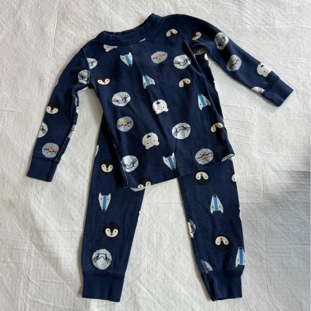 Hanna Andersson Navy Blue Animal & Rocket Print Pajama Set